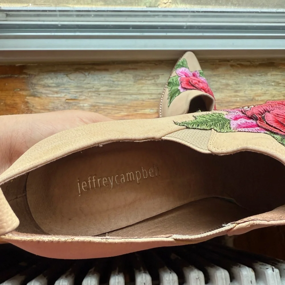 Jeffrey Campbell Cream Booties with Floral Accents - Picture 3 of 5